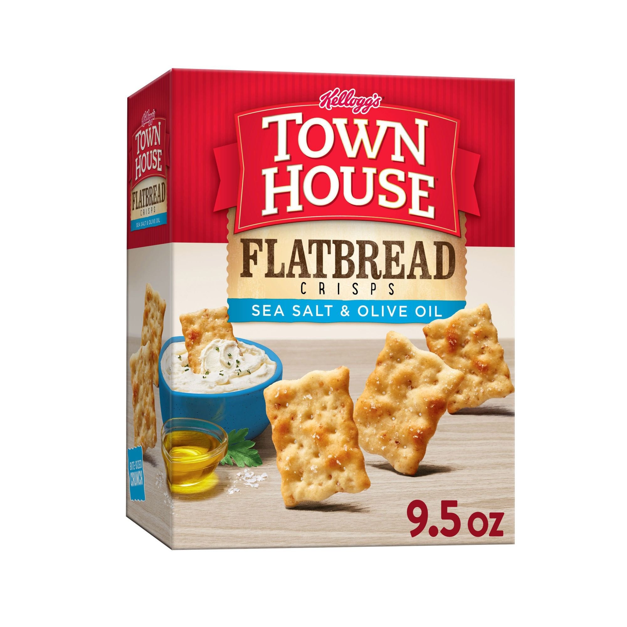 Kelloggs Town House Flatbread Crisps Sea Salt & Olive Oil 9.5 oz