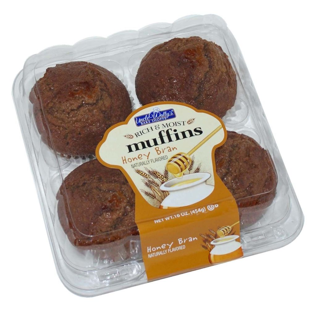 Uncle Wally's Bake Shoppe Honey Bran Muffins 4 ct