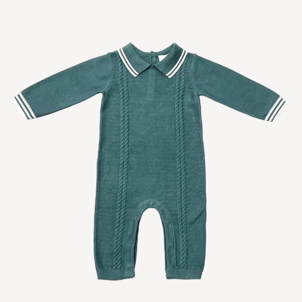 Viverano Organics Teal Cable Knit Onepiece 3-6M