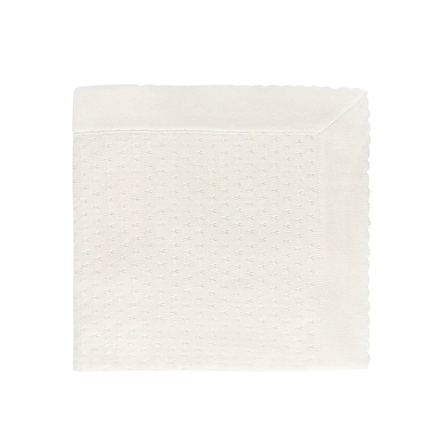 Bon Knit Scalloped Edge Blanket Off White