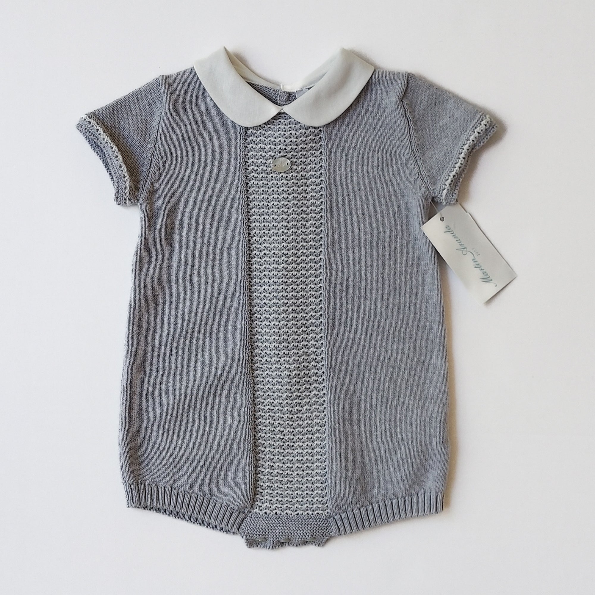 Martin Aranda Grey Summer Knit Romper 9-12 M