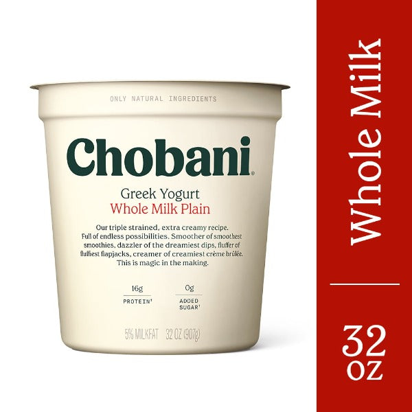 Chobani Whole Milk Plain Greek Yogurt 32 oz