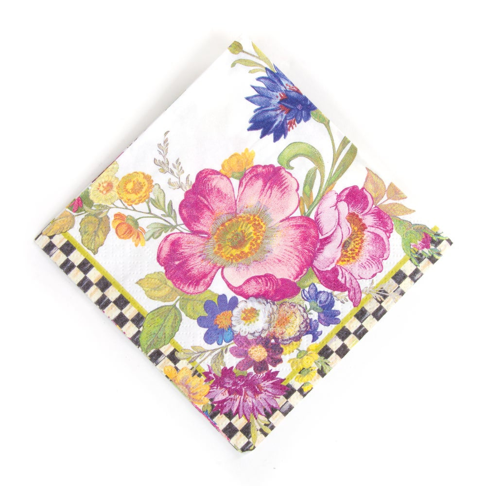 MacKenzie-Childs White Flower Market Cocktail Napkins 20 ct