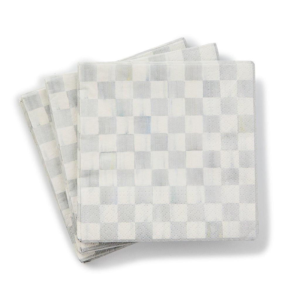 MacKenzie-Childs Sterling Check Cocktail Paper Napkins 20 ct