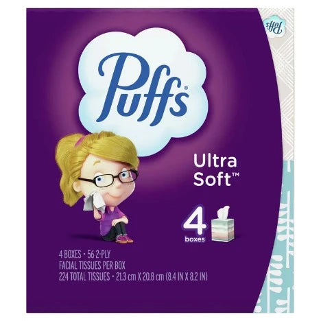 Puffs Ultra Soft Facial Tissue Cubes 56 ct 4 boxes