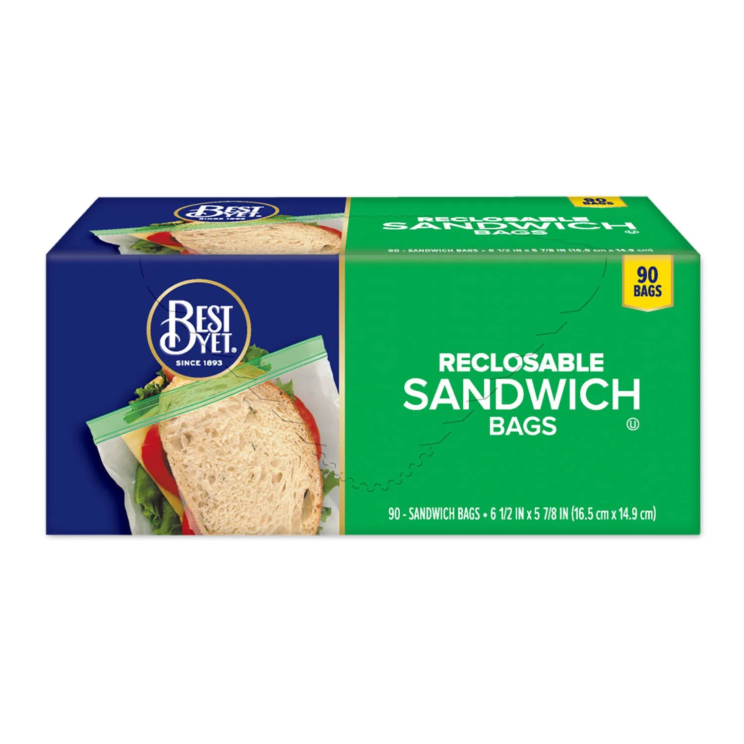 Best Yet Reclosable Sandwich Bags 90 Bags