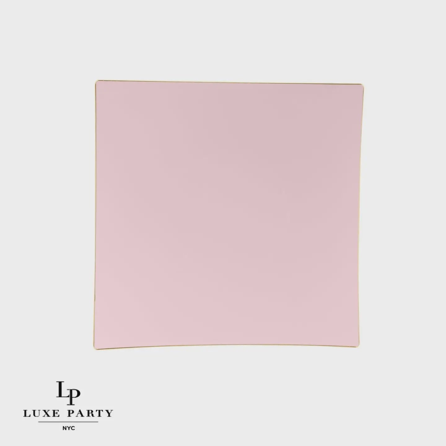 Luxe Square Coupe Blush Gold Plastic Plates 10 ct