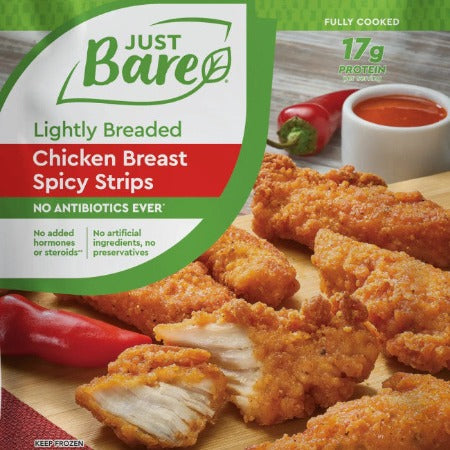 Just Bare Lightly Breaded Chicken Breast Spicy Strips 48 oz