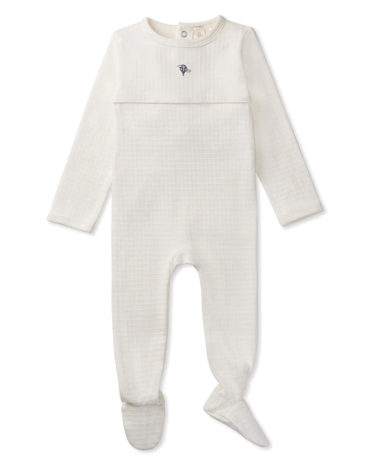 White Waffle Footed Sleeper with Hot Air Balloon  3-6 M