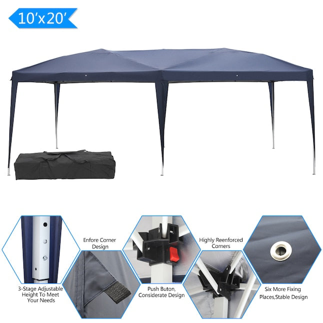 Winado Rectangle Pop up 20' x 10' Canopy Blue