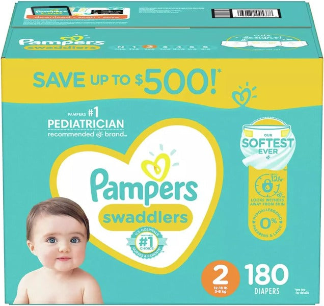 Pampers Swaddlers Diapers Size 2 180ct