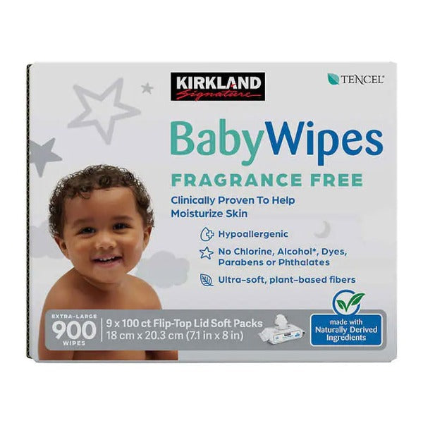 Kirkland Fragrance Free Baby Wipes 900 ct