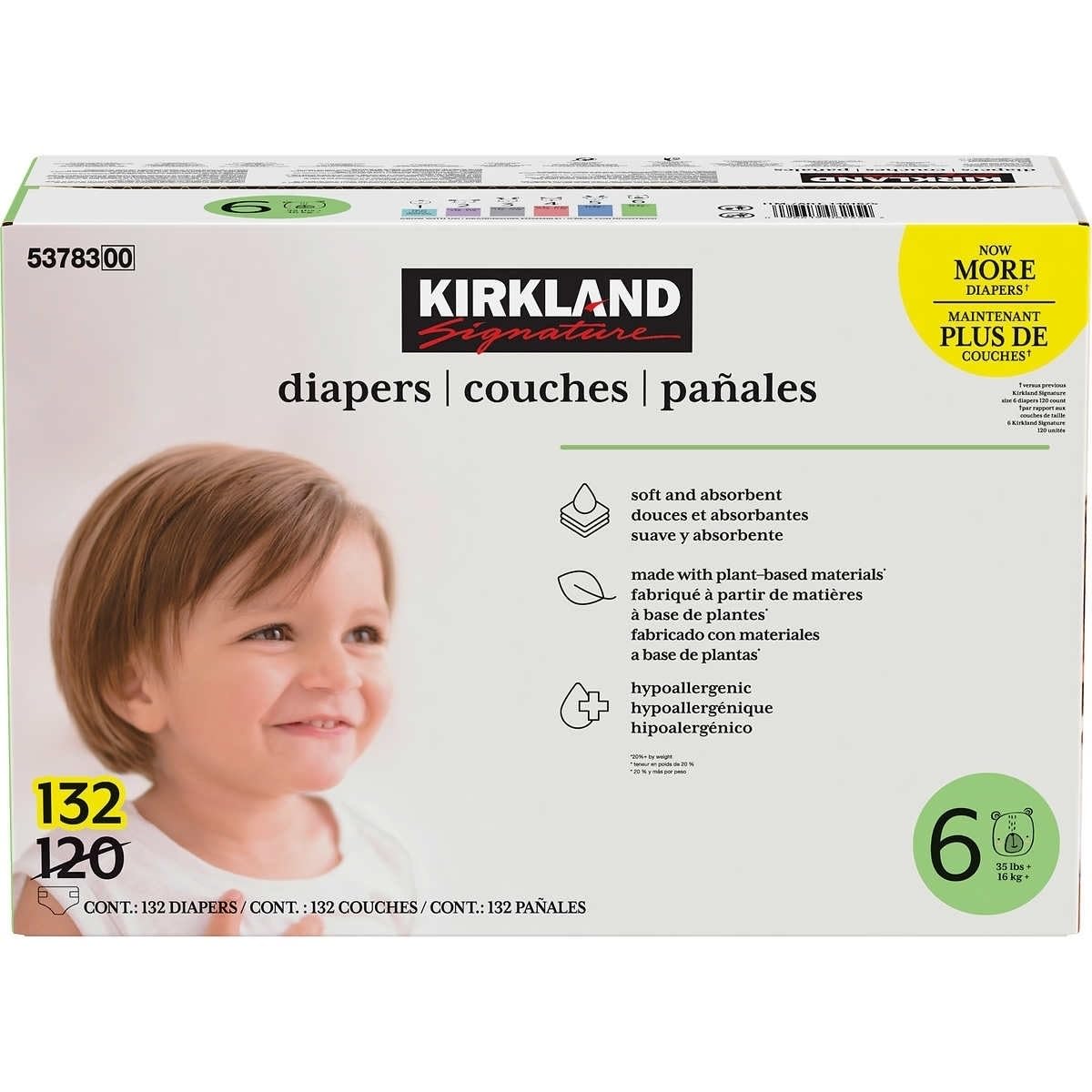 Kirkland Signature Diapers Size 6 132 ct