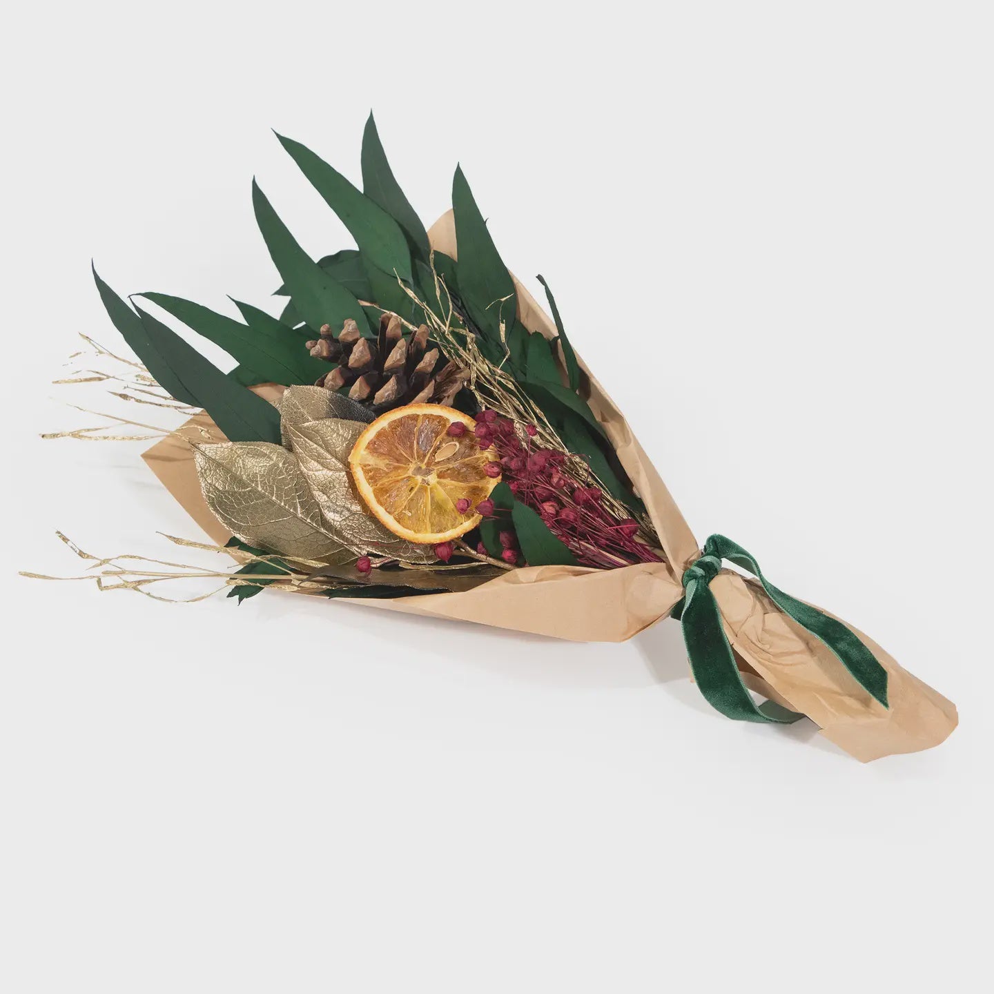 Andaluca Gold Leaf & Willow Eucalyptus Bouquet 12"