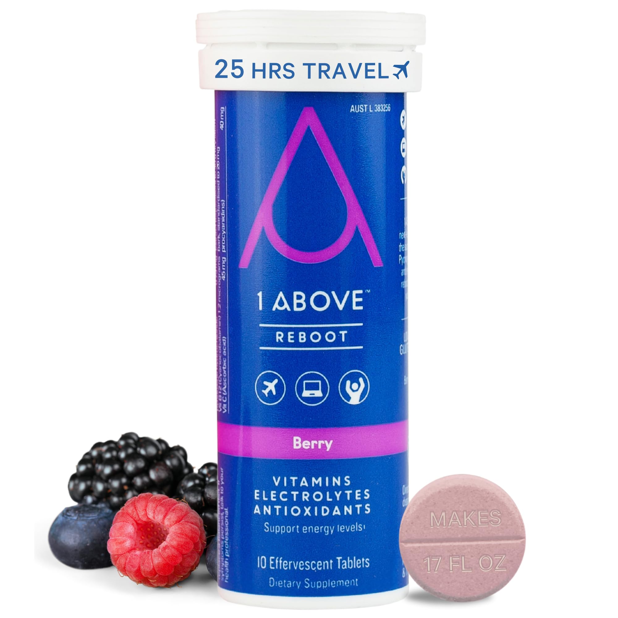 1Above Anti Jet Lag Effervescent Drink Tablets Berry 10 ct