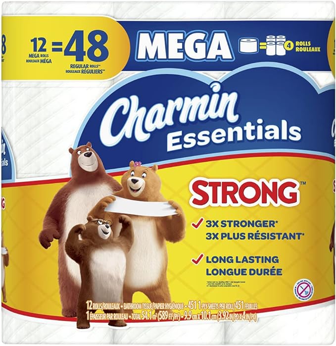 Charmin Essentials Strong Mega Rolls Toilet Paper 12 ct