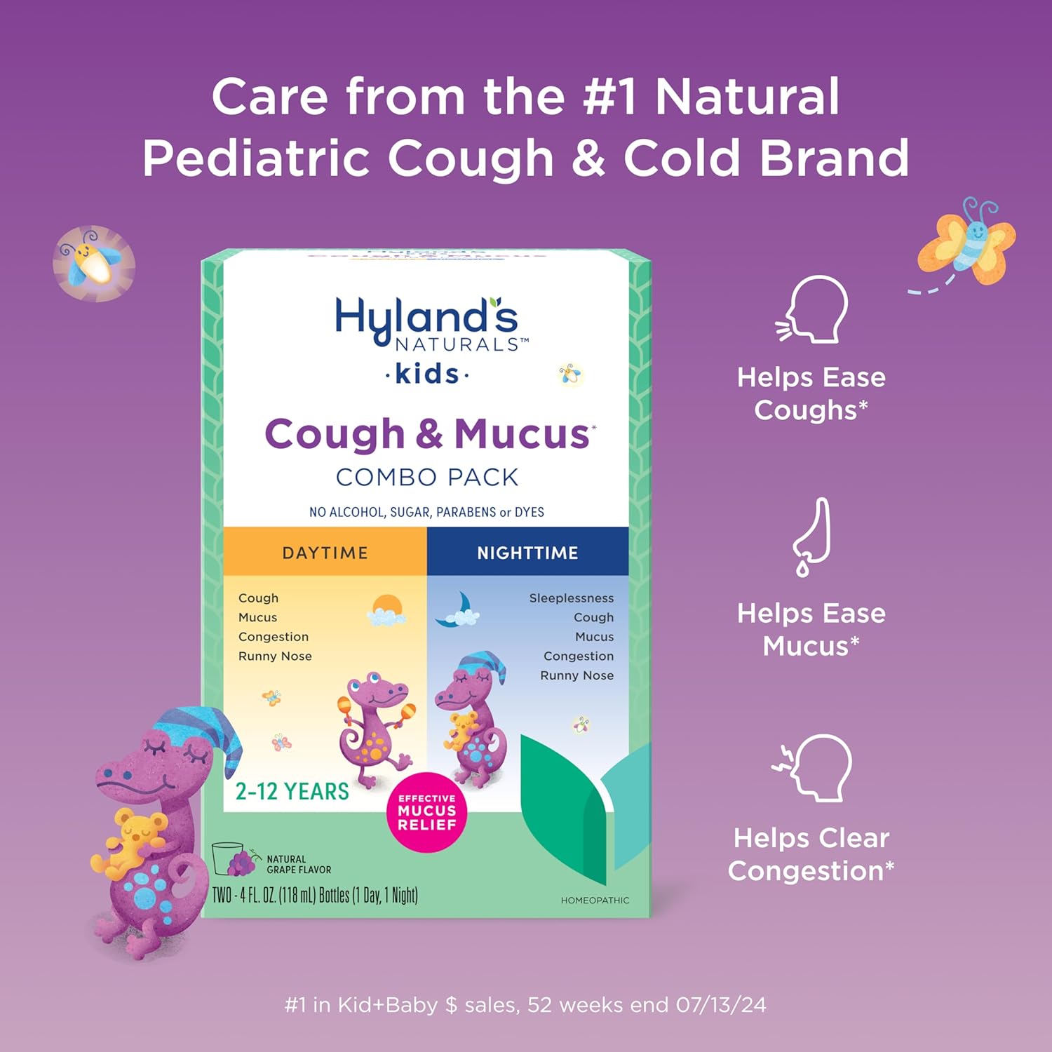 Hyland's Kids Cough & Mucus Combo Pack Grape 8 fl oz