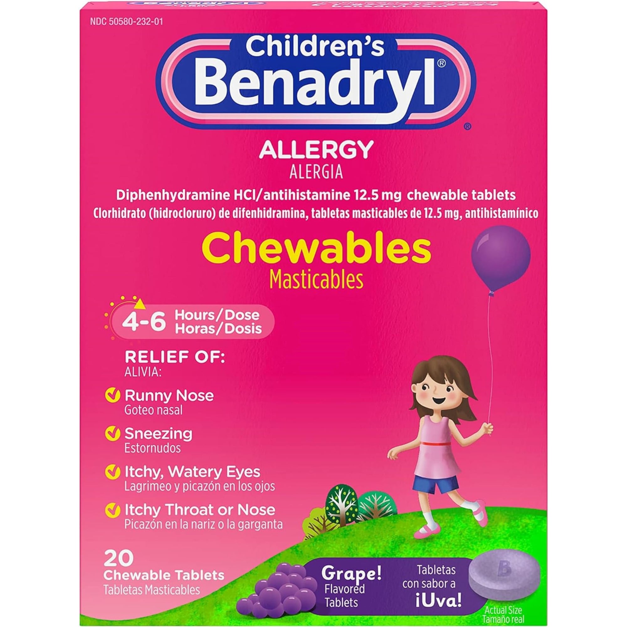 Children's Benadryl Chewables Grape 20 ct