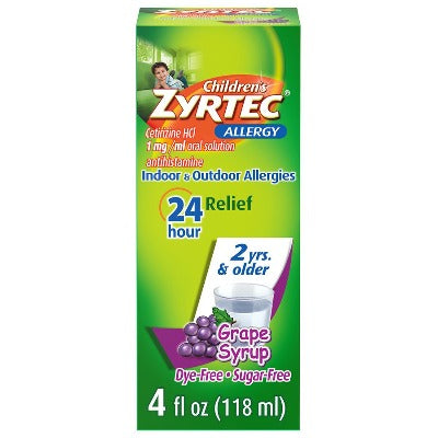 Zyrtec Children's Allergy Relief Syrup Grape  4 oz