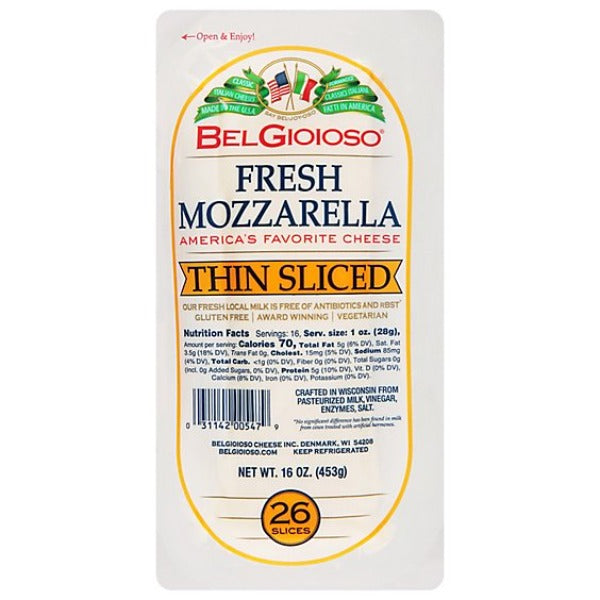 Bel Gioioso Thin Sliced Fresh Mozzarella 16 oz