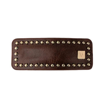 Vivente Leather Studs Snap Clip - Brown