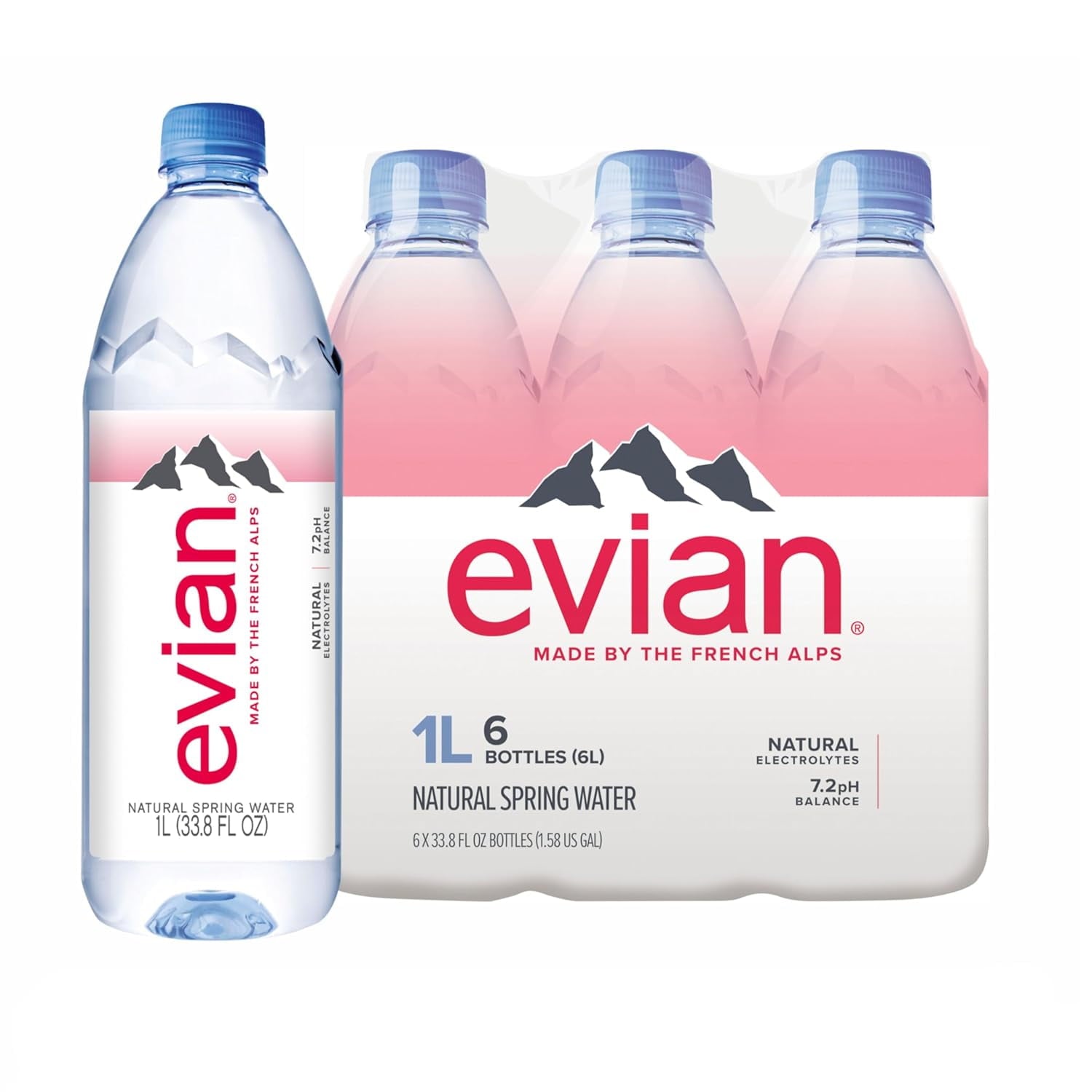 Evian Natural Spring Water 1 L 6 ct