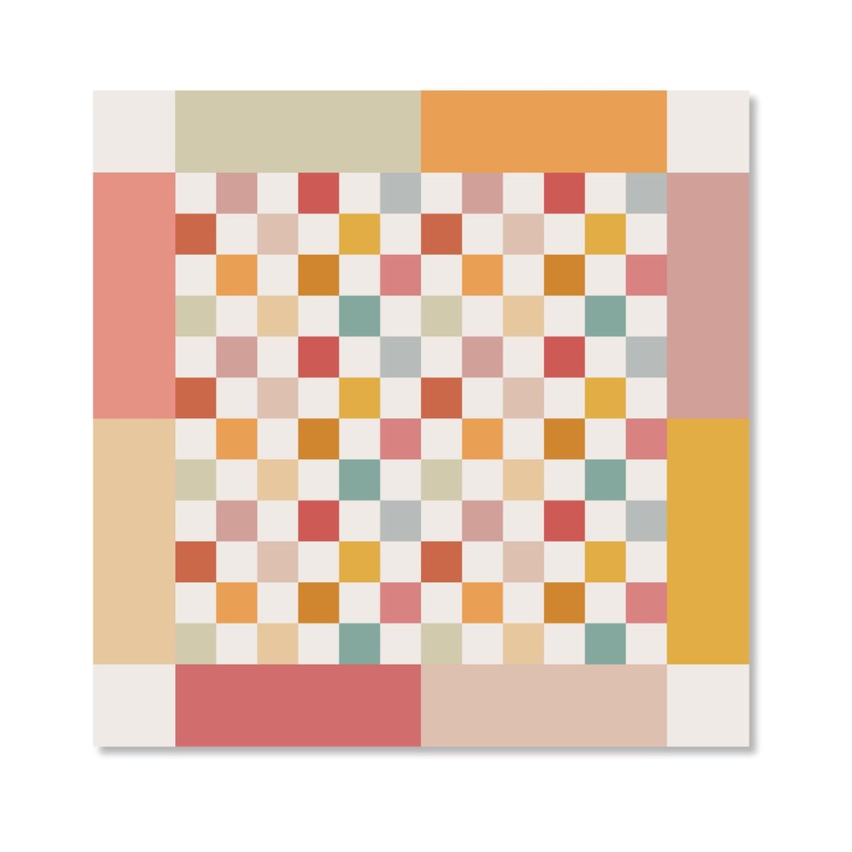 Alpha Studio Jaipur Checkerboard Sunset Frayed Scarf  90 x 90