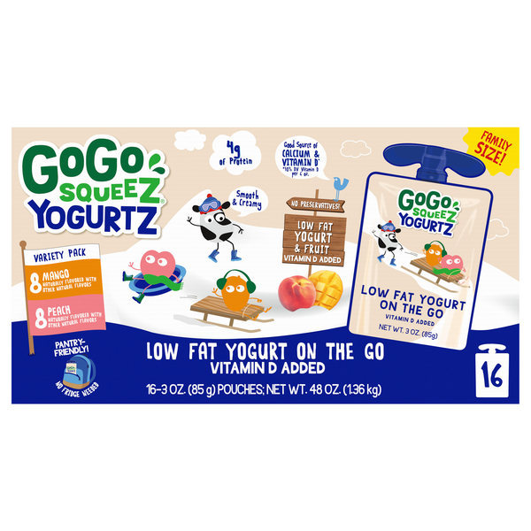 GoGo Squeez Yogurtz Pouches Mango Peach 16 ct