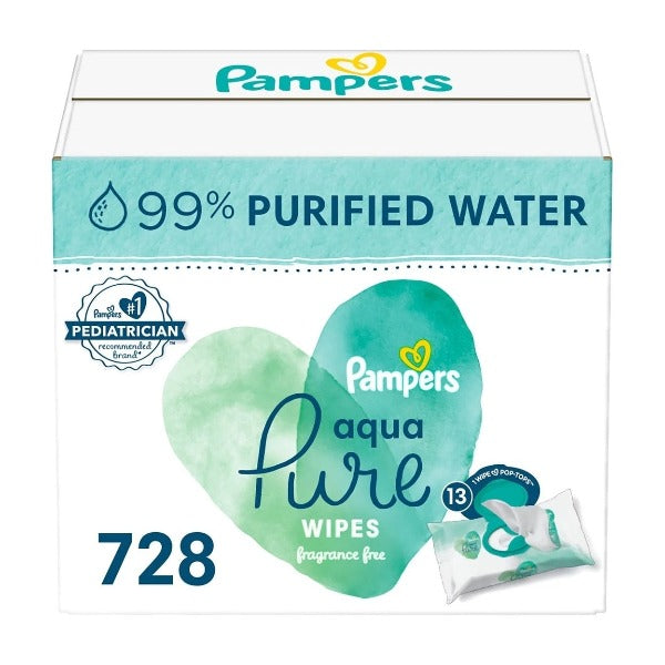 Pampers Aqua Pure Baby Wipes 728 ct