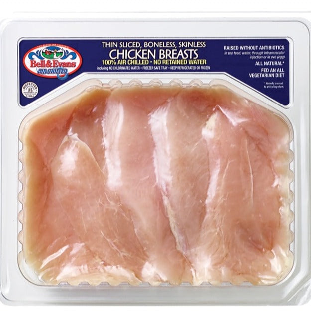 Bell & Evans Thin Sliced Boneless Skinless Chicken Breasts