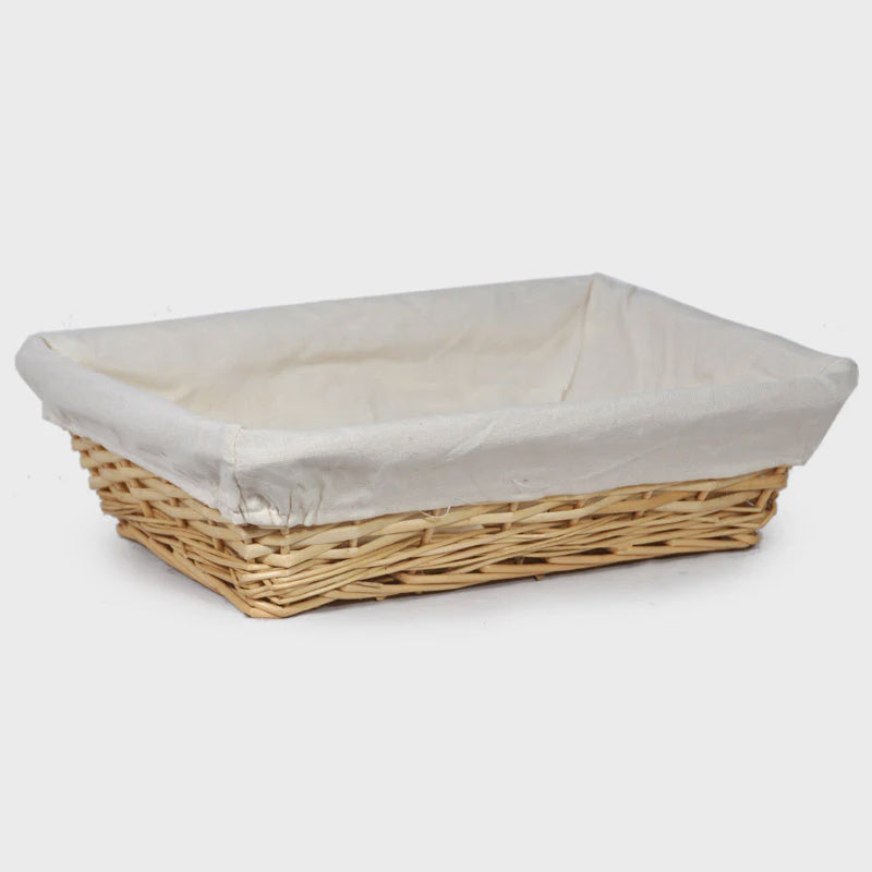 Natural Basket with Cloth Liner Rectangle 12"
