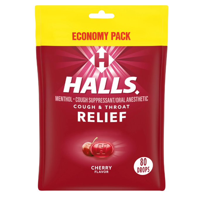 Halls Relief Cough Drops Cherry 80 ct