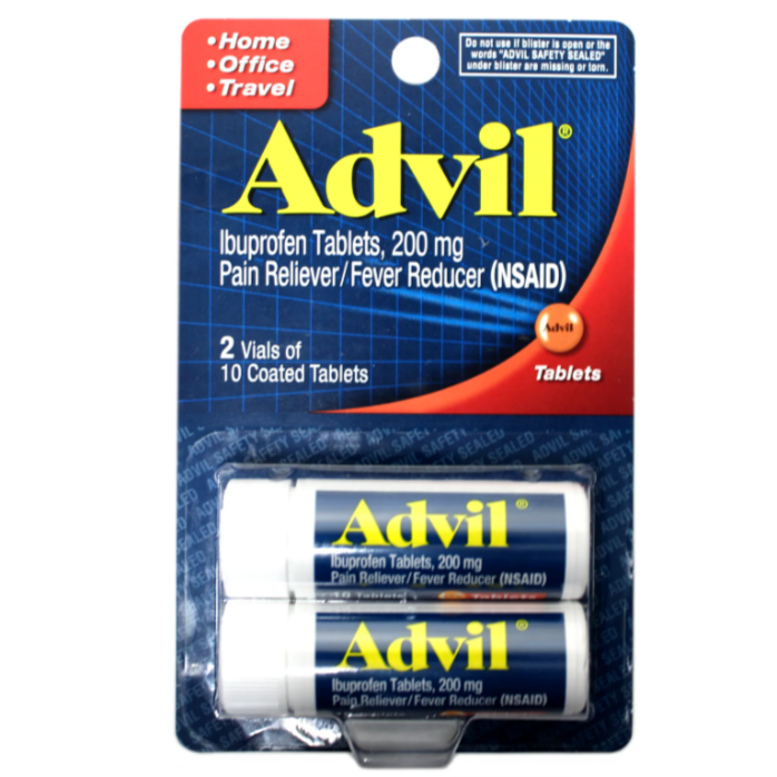 Advil Travel Size 200 mg Coated Tablets 2 x 10 ct