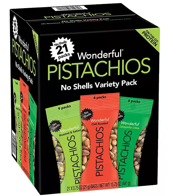 Wonderful Pistachios No Shells Variety Pack 21 ct