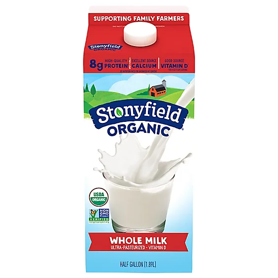 Stonyfield Organic Whole Milk Half Gallon