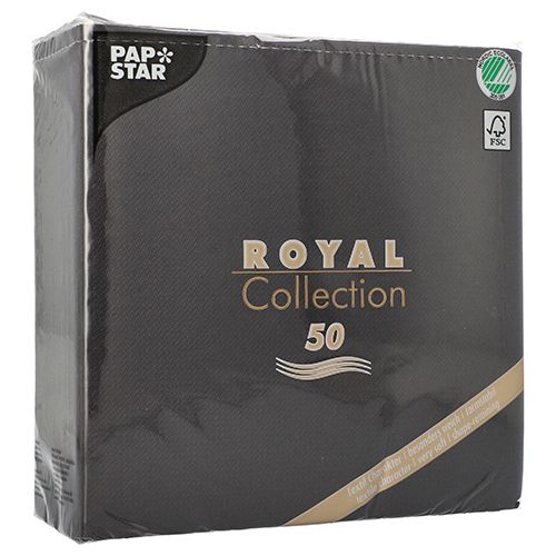 Papstar Royal Collection Dinner Napkins  Uni Schwarz 40x40 50 ct