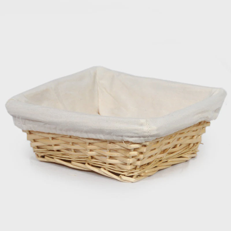 Natural Basket with Cloth Liner Square 8"