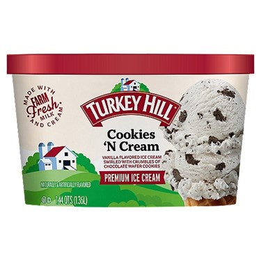 Turkey Hill Cookies N Cream Ice Cream  48 oz