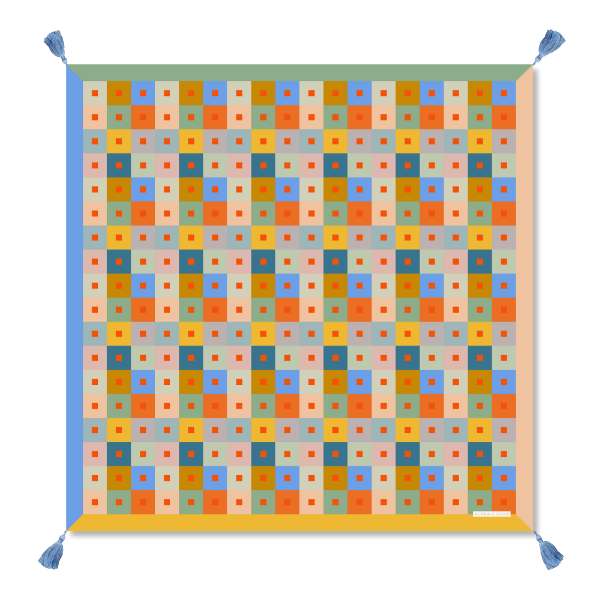 Alpha Studio Ticino Blocks Mediterranean Scarf  90 x 90