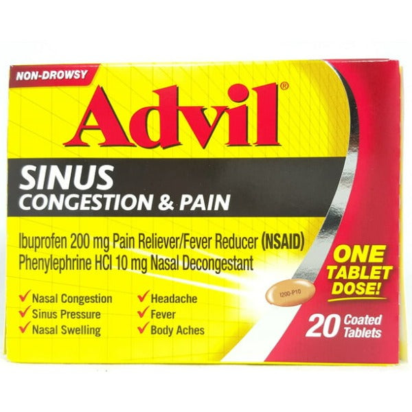 Advil  Sinus Congestion & pain 200 mg 20 ct