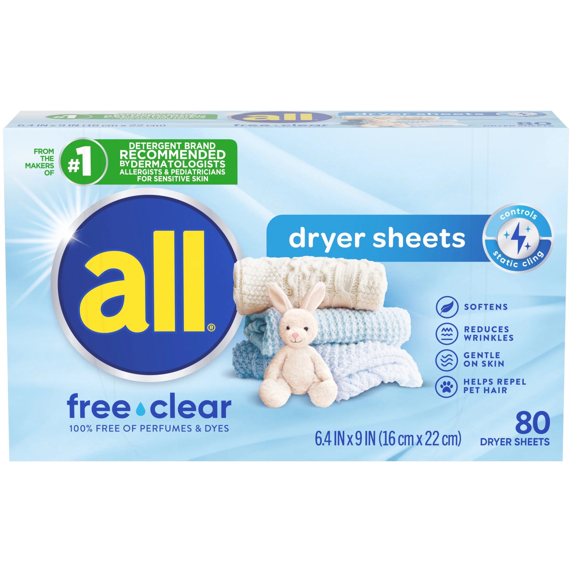 All Dryer Sheets Free & Clear 80 ct