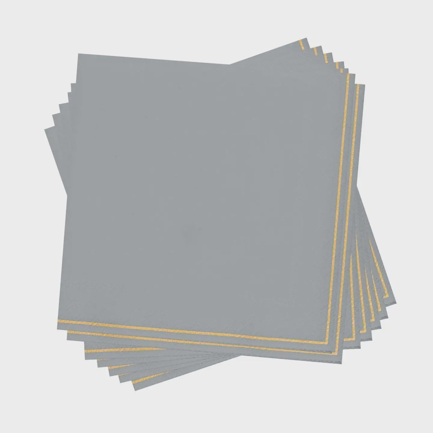 Luxe Grey with Gold Stripe Paper Cocktail Napkins 20 ct