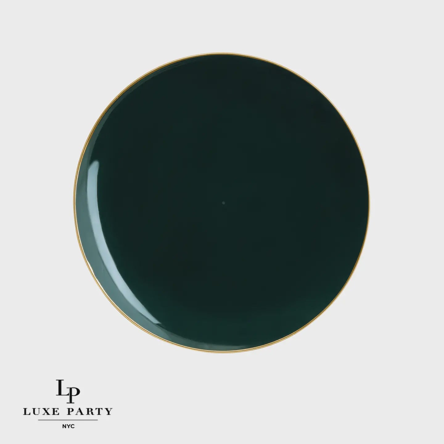 Luxe Round Emerald Gold Plastic Plates 10 ct