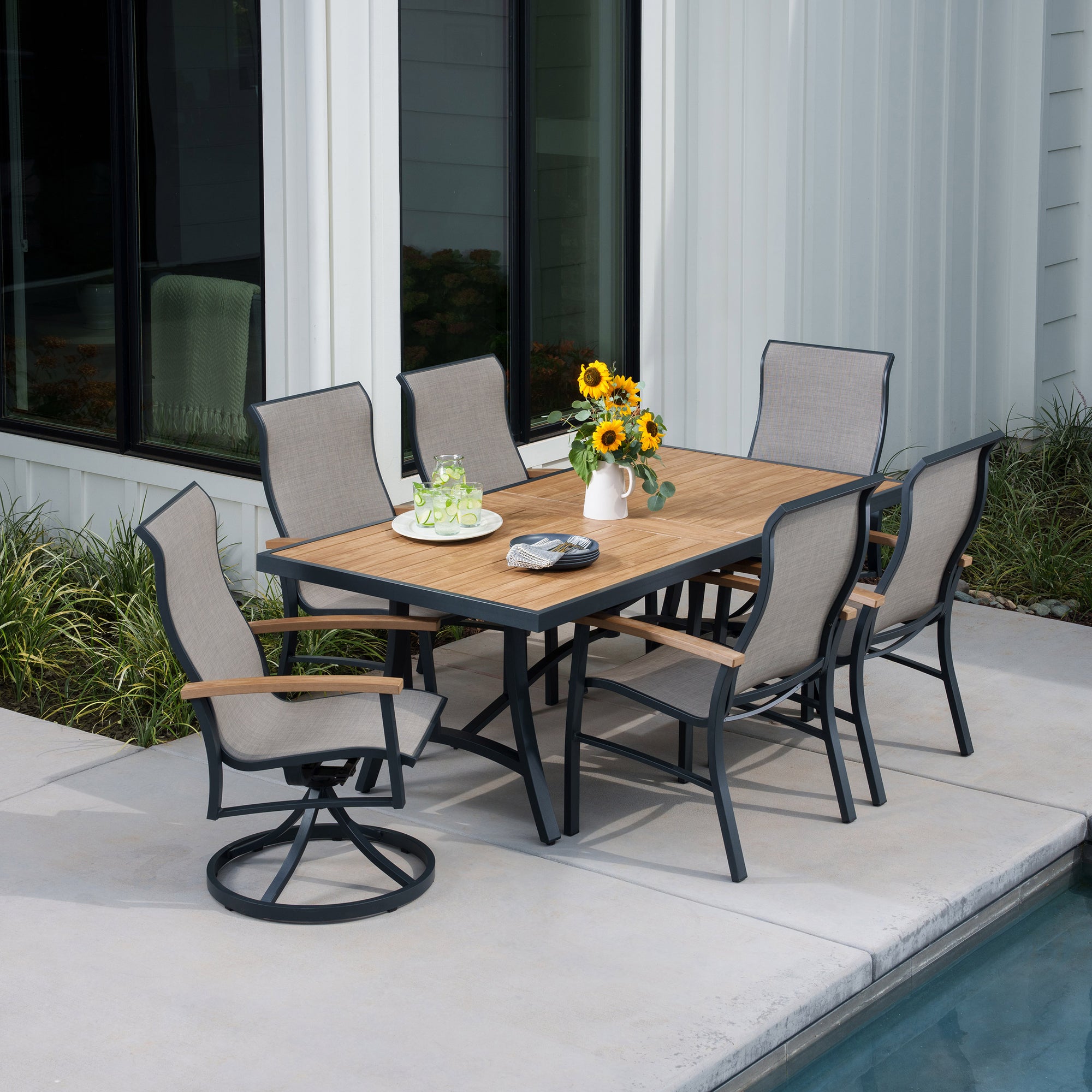 SunVilla Wills Sling Outdoor Dining Set 7 Piece