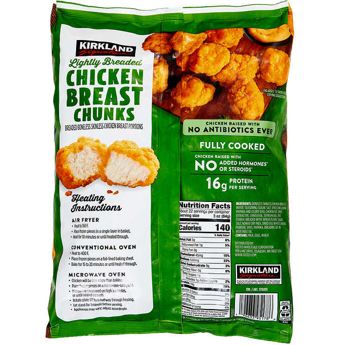 Kirkland Lightly Breaded Chicken Breast Chunks 4 lb