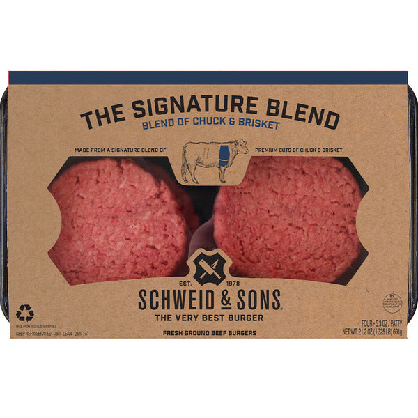 Schweid & Sons Chuck & Brisket Burgers 5.3 oz 4 ct