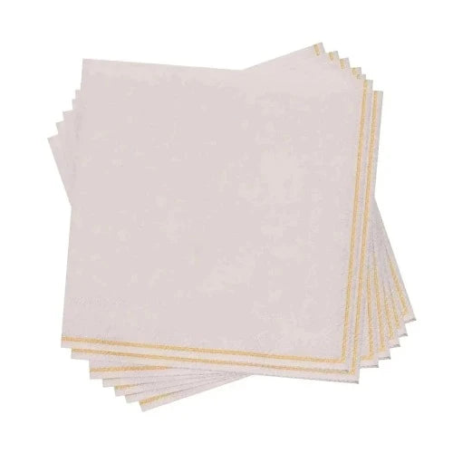 Luxe Party Linen with Gold Stripe Cocktail Napkin  20 ct