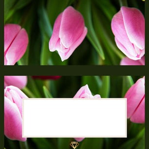 Jade Paper Name Cards Pink Tulips  25 ct