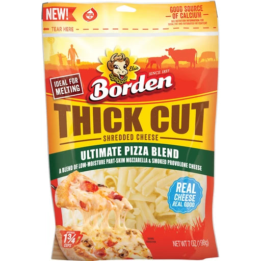 Borden Thick Cut Pizza Blend Shredded Cheese 7 oz