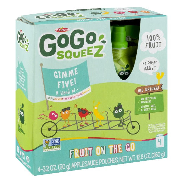 GoGo Squeez Applesauce Pouches Gimme Five 3.2  oz 4 ct